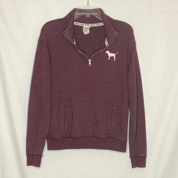 Pink Victoria’s Secret Burgundy 1/4 Zip Pullover Size XS - Picture 3 of 16